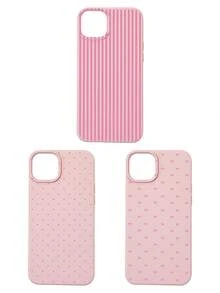3pcs Set Soft Faux Leather Texture Bowknot/Stripe/Polka Dot Phone Case, Cute Girly Aesthetic Design, Shock-Resistant Protective Cover Compatible With IPhone & Galaxy - Multicolor - View 18