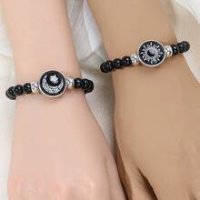 2 piezas Pulseras de pareja con cuentas luminosas retro de sol, luna y estrella, mejores pulseras de amigos - Estrellas y luna - Ver 5