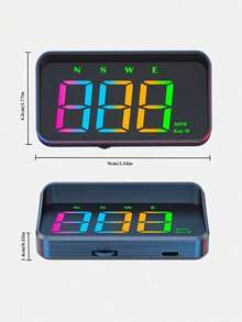 5V高清HUD车载抬头显示器，ABS材质，通用驾驶员位置，USB供电，有线连接，公里/小时/英里/小时可切换，超速报警，无需电池 - A - 查看 3