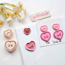 Valentine's Day Heart Shape Polymer Clay Earrings Cutters, XOXO Heart Embossed Clay Cutters For Handmade Pendants Jewelry Making, Heart Shape Dangle Clay Molds - Heart - View 5