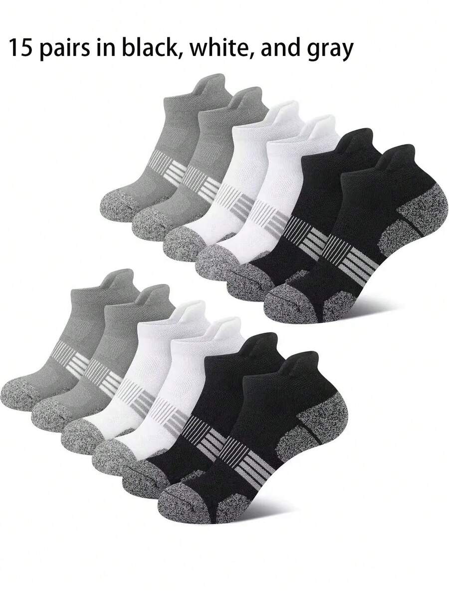 5/6/10/15 Đôi tất nam thời trang cao cấp cổ thấp, chất liệu lưới thoáng khí, tất mắt cá chân đa năng thoải mái dành cho nam giới. - Nhiều màu - Xem 1