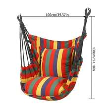 1件户外吊床椅，带吊绳和收纳袋，秋千椅，彩色条纹舒适吊床，便携式背包吊床，适合户外花园、卧室、露台、沙滩等场所使用。 - A - 查看 5