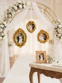 12 chiếc/1 chiếc Khung ảnh nhỏ bằng nhựa mạ vàng cổ điển, họa tiết hoa nổi, trang trí nhà cửa, trang trí bàn làm việc, quà tặng bạn bè, Giáng sinh, Ngày Valentine, đồ dùng tiệc tùng - nhiều màu - Xem 3