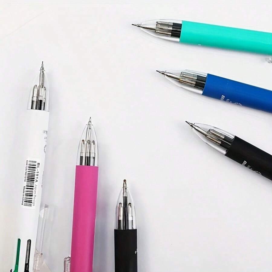 1pc 6-In-1 Multi-Color Ballpoint Pen, 5 Color Ballpoint Pen, 1pc Automatic Pencil With Eraser, Suitable For Office & Writing Supplies - Sets - View 1