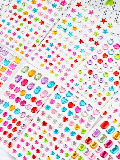 Self-Adhesive Gemstone Stickers, Acrylic Pearl Heart-Shaped Stickers, Gemstone Rhinestone Stickers In Various Shapes For DIY Acrylic Gemstone Pet Stickers