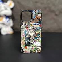 Collage de personajes de anime: colorido, caprichoso y nostálgico.funda de teléfono Fundas compatibles con ,Apple,VIVO,OPPO,,, y Honor.Fabricadas en silicona TPU,ofrecen protección contra golpes y caídas. - Negro - Ver 2