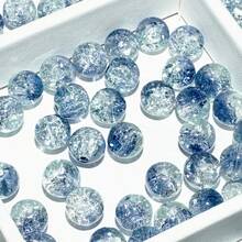 10mm Blue & Black Flower Glass Beads, 45pcs/String Jewelry Making Supplies - Blue-black - View 12