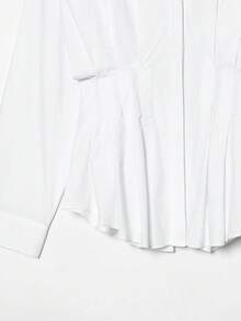 YROOE Women's Spring/Summer Pleated Silk Blend Fitted Long Sleeve Blouse - White - View 7