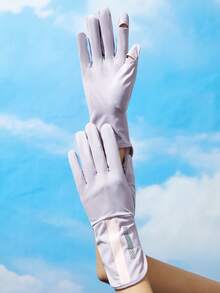 1 双女士中长款防晒手套，透气防滑，适合驾驶、骑行等户外运动，露指设计，带翻盖，夏季款 - 彩色 - 查看 2