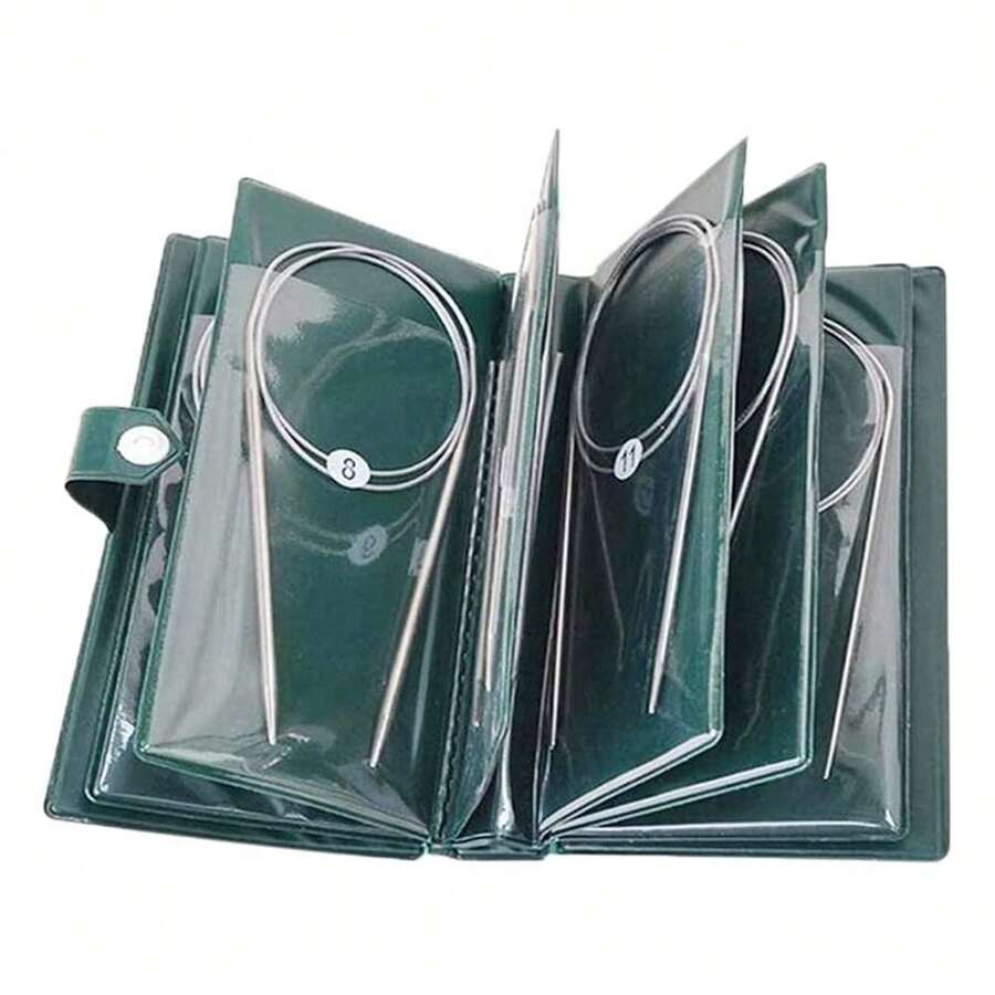 11pcs/Set Stainless Steel Round Knitting Crochet Hooks Set, 80cm Length, With Storage Bag, DIY Handcraft Tools - 80cm - View 1