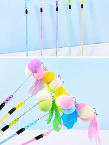 手工摇铃糯米球逗猫棒，水晶管羽毛逗猫棒，猫咪用品 - 查看 2