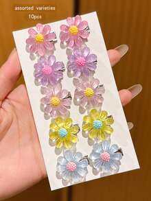 10pcs Colorful Cute Style Hair Clips, Korean Fashion Hair Accessories Suitable For Daily Use, Affordable - Multicolor - View 5
