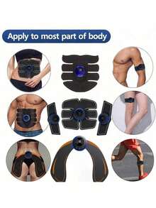 AXH. Estimulador muscular EMS, terapia de masaje eléctrico, masajeador digital de Body completo, acondicionamiento físico - Negro - Ver 3