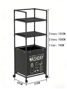 1件装多层浴室收纳架，带旋转轮，可作洗衣篮、内衣裤收纳架 - 彩色 - 查看 6