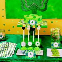 圣帕特里克节绿色四叶草幸运标签自粘装饰贴纸派对礼物封口贴纸 - 彩色 - 查看 7