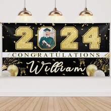 1pc Personalized Graduation Banner With Photo Name Class Of 2026 Custom Graduation Backdrop Congratulations Graduate Party Decorations Supplies Congrats Grad Banners Yard Sign Graduation Gifts - Màu3 - Xem 2