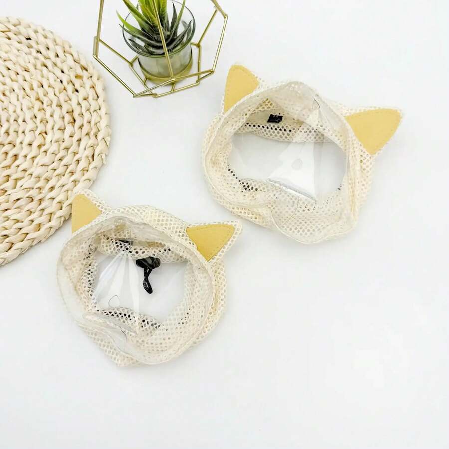 Verstellbarer Katzenkegel-Kragen mit Kordelzug, Outdoor-Katzen-Laufmaske zum Verhindern von Lecken