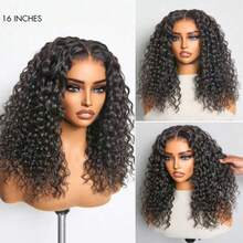 Wear And Go Bob Wig  250% Density Human Hair Deep Wave Glueless Wigs Pre Plucked Pre Cut 13x4 Lace Closure Ready To Wear Bob Wigs For Women Beginner Friendly (Curly Bob Wig, 8-16inch) - Natural Black - 查看 5