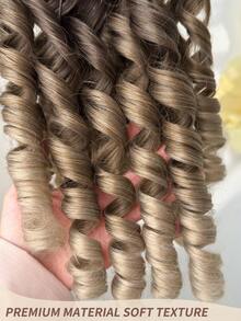 14英寸长波浪卷耐热合成纤维马尾假发，渐变棕色至黑色、棕色至金色至酒红色，适合女性，可用于圣诞节、万圣节、音乐节和日常佩戴。 - 拼色 - 查看 8