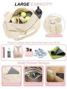 Unisex Yoga Fitness Bag With Water Bottle Holder, Shoe Compartment, Wet & Dry Separation Pockets, Adjustable Yoga Mat Strap, Large Capacity Multi-Function Gym Bag, Yoga Tote Bag, Fitness Travel Bag - Multicolor - View 4