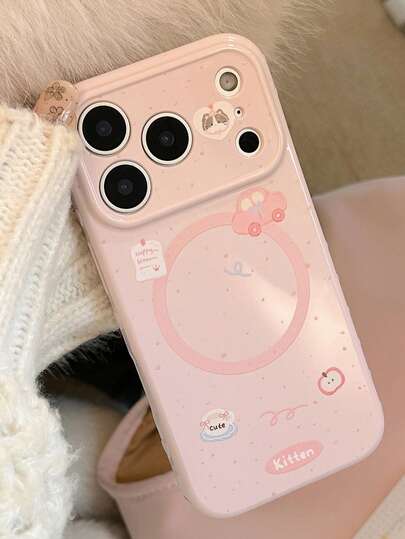 Minimalist Fashionable Cartoon Cute Cat Magnetic Phone Case Suitable For IPhone 17 16 15 14 13 12 11