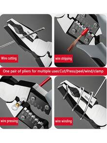 1pc Multi-Function Pliers 9 Inch, Steel Wire Pliers, Diagonal Pliers, Industrial Pointed Pliers, Labor-Saving Anti-Slip Handyman Pliers Electrician Tool Set/Christmas Gift - Black and White - View 5