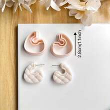 2pcs Symmetrical Polymer Clay Molds, 3D Printed Polymer Clay Cutter, Clay Molds, Pottery Tools, Art Supplies For DIY Earrings And Jewelry Making - Apricot - View 10