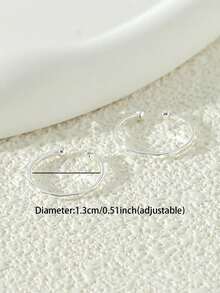 2 piezas Conjunto de anillos para los dedos de los pies de metal minimalista, joyería de verano para mujer - Plateado - Ver 3