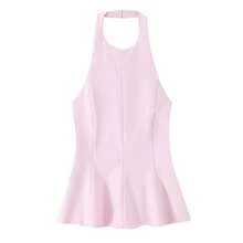 GDDYIN Áo kiểu nữ không tay cổ yếm màu trơn mới, thanh lịch và tôn dáng cho mùa hè. - Màu Hồng baby - Xem 9