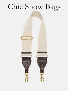 Wide Adjustable Shoulder Strap; Metal Buckle Closure; Mixed Material Design - Coffee - View 1