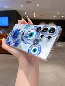 1个时尚创意全屏夏季蓝色眼睛花朵图案软TPU透明保护手机壳，防摔防刮防指纹，摄像头镜头保护，适用于三星、Nothing、Pixel等品牌手机。 - 彩色 - 查看 8