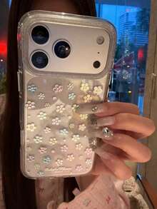 适用于苹果 16/17 Pro Max/15 Pro 的全息花卉手机壳，全覆盖防摔保护套，也适用于 14/13 - 無色 - 查看 5