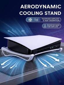 5英寸水平支架，加高空气动力学散热底座，流线型格栅设计，稳固防滑支架，适用于光盘版和数字版主机，可将主机抬高3.5-4.5厘米，显著增加底部空气流通面积，有效辅助散热，稳定水平放置，保护主机并延长使用寿命，打造简约电竞桌面，是5英寸主机玩家的理想礼物，游戏配件，散热支架，桌面收纳，家居整理 - 彩色 - 查看 2