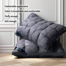 Queen Pillow 2-Piece Set Is Suitable For Side Sleeping, Abdomen And Back Sleeping, With Fluffy Down Instead Of Microfiber Filled Pillows Mother's Day Gift Almohadas Para Dormir - Grey - View 3