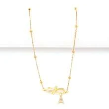 1件极简主义无限符号字母金色不锈钢串珠项链，女士款 - 金黃色 - 查看 3