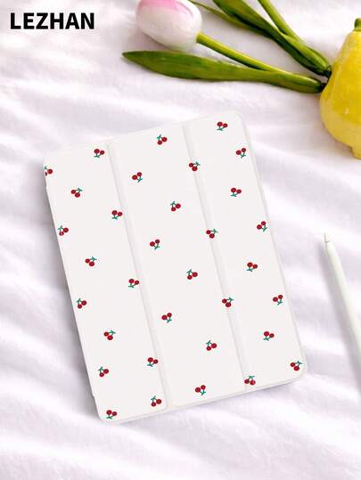1 件装极简樱桃图案平板电脑保护套，带笔槽，防摔，三折式支架保护壳，兼容 10.2 英寸、11 英寸（2021/2020/第十代）、(A16) 11 英寸（第十一代，2025 年）、第八/第九/第十代、Galaxy Tab A8 10.5 英寸（2022 年）、Matepad 10.4 英寸/Tab，支持睡眠/唤醒功能，浪漫个性化礼物