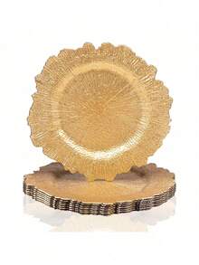 12/36 Pcs 13 Inch Floral Reef Charger Plates, Elegant Table Setting Chargers For Wedding Party & Home Dining Table Decoration - 金色 - 查看 2