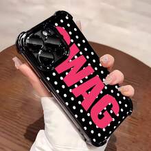Swag Polka Dot Pattern Phone Case Compatible With  12, 13, 14, 15 Pro,  14 Plus,  15, 16 Pro Max,  17,  17 Pro,  17 Pro Max, And  17 Air. Made Of TPU Material, Anti-Slip And Drop-Proof, Stylish, Luxurious Feel, And Provides High Lens Protection. It's A Perfect Gift For Yourself, Family, Friends, Lovers, And Boyfriends. - CZ44 màu đen - Xem 2