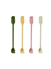 Dual-Head Silicone Jam Spoon - Geometric Pattern, Durable PC And Silicone Material, Ergonomic Handle, Easy To Grip, Ideal For Spreading Jam And Sauce, Kitchen Essential | Geometric Pattern Spoon | Ergonomic Handle - Multicolor - View 13