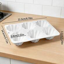 Silicone Pudding Mold, 6-Hole Muffin Molds, Chocolate Lava Mould, Non-Stick Dessert Making Tray, Baking Machine, Mousse Cake Mold, Suitable For Jelly Pudding, Pie, Egg Tart, Cake, Chocolate - White - View 2