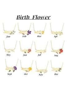 Personalized Birthflower Name Hoop Earrings: Gold Floral Jewelry, Birthday Gifts, Gift Box Included, As A Daily Gift, Valentine's Day - 7cm - Gold - View 2