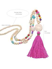 Women's Wooden Bead Long Necklace, Suitable For Daily Wear - Multicolor - View 10