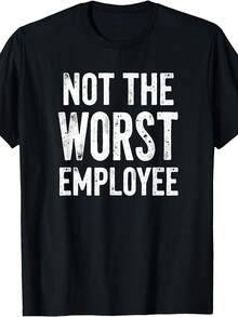 Camiseta para Hombre Tallas Grandes - 0X-5X - con Humor: No Soy El Peor Empleado.Confeccionado con material transpirable y cómodo, ideal para uso diario.Camisa Adorable, Ideal para Looks Relajados del Día a Día.Corte relajado, adecuado tanto para el trabajo como para reuniones sociales. - Negro - Ver 3