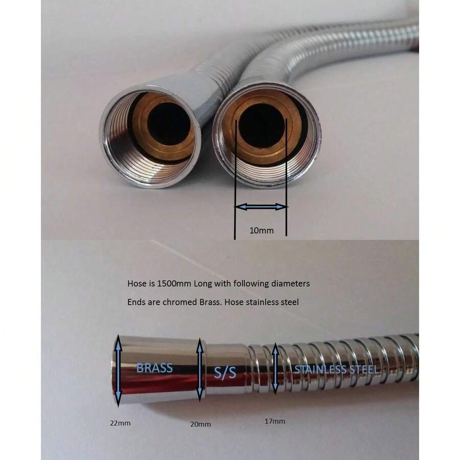 1.5 Meter Wide Bore High Flow Stainless Steel Shower Hose - A - View 1