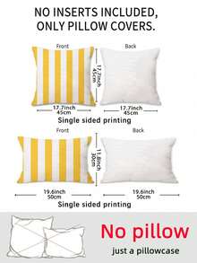 1件经典百搭黄白条纹枕套，北欧ins风抱枕套，仿亚麻材质，数码印花，适用于沙发、汽车靠垫、现代简约客厅沙发靠垫套，不含枕芯 - 黃色 - 查看 2