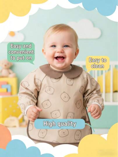 Unisex Baby Cute Bear Waterproof Bib Apron