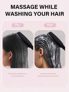 1pcs Shampoo Brush Scalp Massager Comb, Silicone Hair Scrubber With Long Handle For Hair Growth And Dandruff Removal, For Home Use Hair Brush Comb( Black ) ,Hair Styling Tools Hair Accessories - 黑色-1pc - 查看 3