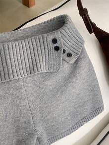 Women's Fold Over Waist Knitted Shorts Y2k Low Waist Striped Print Color Block Slim Fit Hot Pants Party Clubwear Going Out Sweater Shorts Loungewear Bottoms Stretchy Yoga Shorts Summer Casual Active Jogger Sweatshorts - 淺灰色 - 查看 8