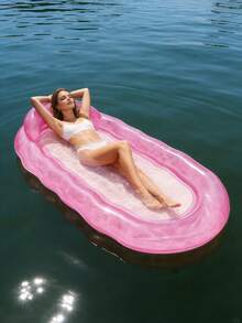 1 pieza Flotador inflable para piscina, diseño de onda, unicolor transparente minimalista, adecuado para piscina, fiesta en la piscina, flotadores inflables acuáticos, dispositivo flotante inflable, fiesta en la playa, actividades en la playa, material de PVC duradero, portátil, requiere compra por separado de una bomba de aire - Sillón reclinable con diseño de ondas - Ver 6