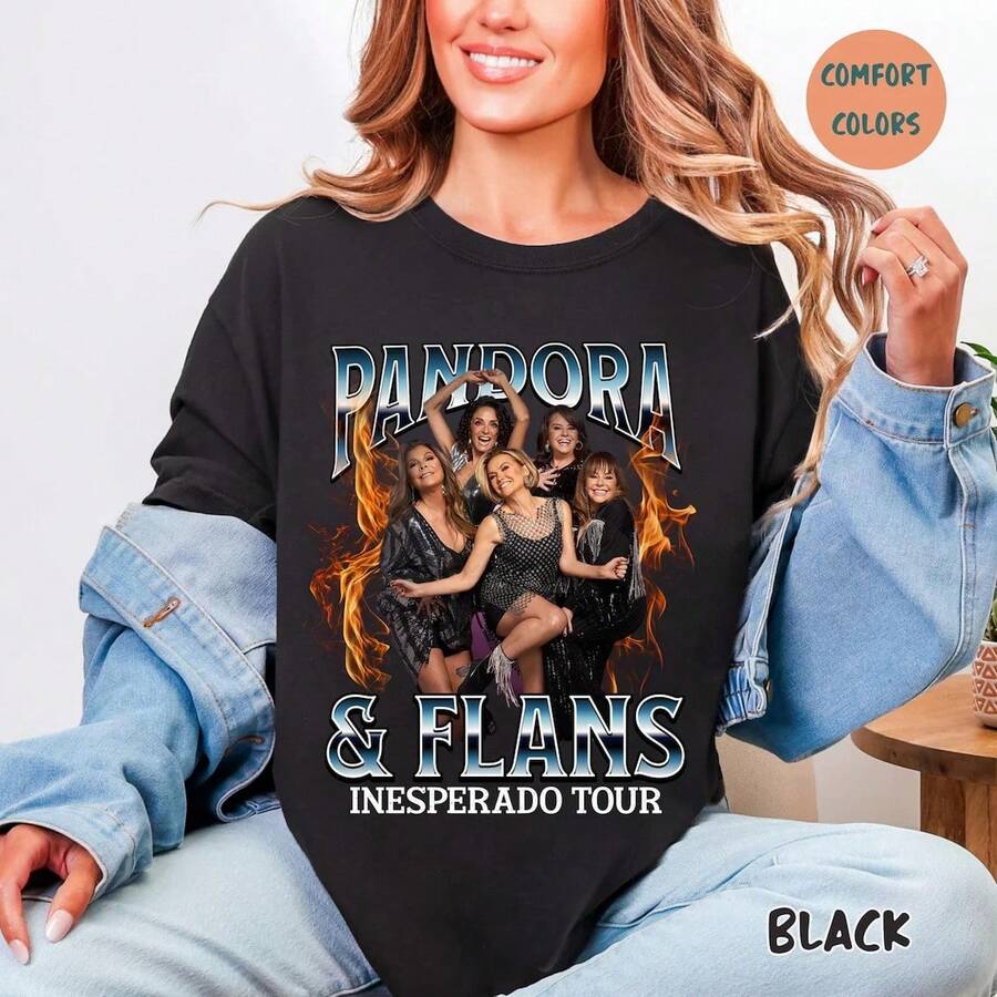 Pan Dora & Flans Tour T-Shirt For Music Lovers, Mas Inesperado Tour, Pa Ndora Shirt, Flans Shirt Perfect For Festivals, Casual Wear, - màu đen - Xem 1